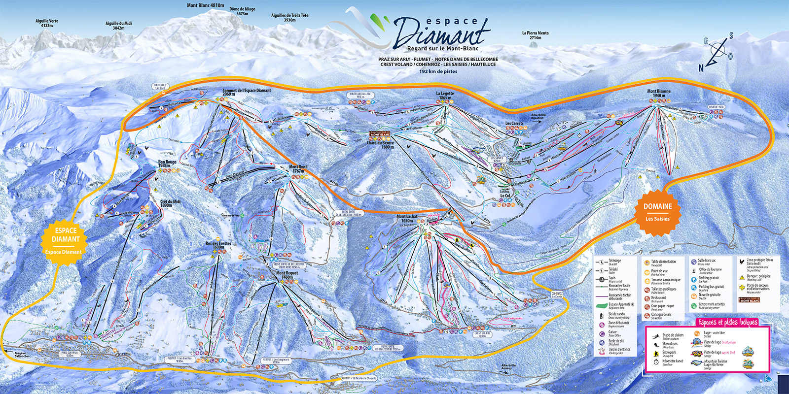 plan des pistes domaine Espace Diamant